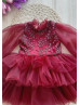 Long Sleeves Lace Tulle Cupcake Flower Girl Dress Long Sleeves Lace Tulle Cupcake Flower Girl Dress